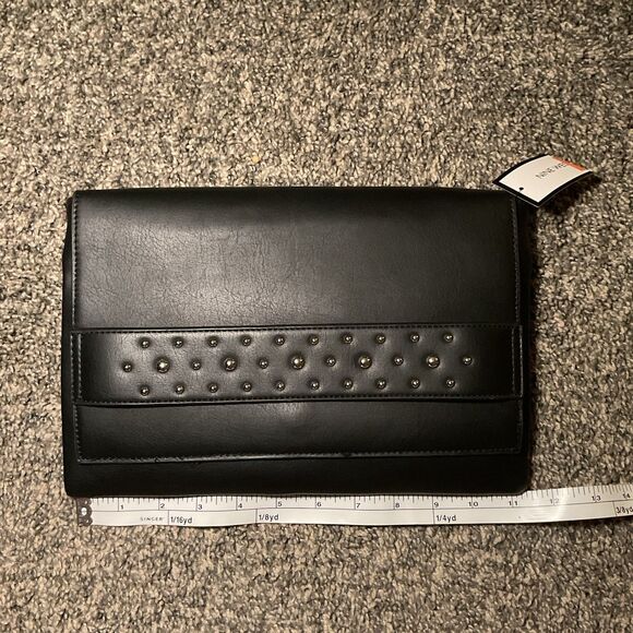 Black Clutch purse With Silver Studded Beading. Stud Clutch. - Picture 5 of 9